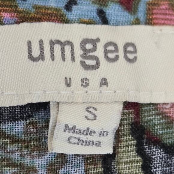 Umgee Boho Blouse S Floral Paisley Print Tassel Tie Cotton Blend‎ Long Sleeve - Picture 8 of 8